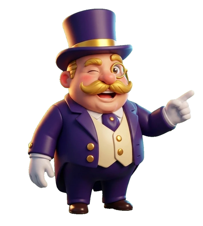 The Tycoon mascot pointing